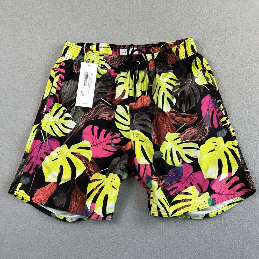 Saturdays NYC Timothy Hyper Monstera‎ Print 7” Inseam Swim Short Men’s Size XS